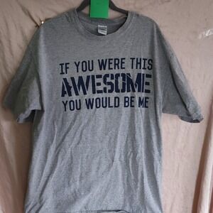 Gildan Ultra Cotton Men's XL Gray Funny Graphic Crew Neck Short Sleeve T-Shirt